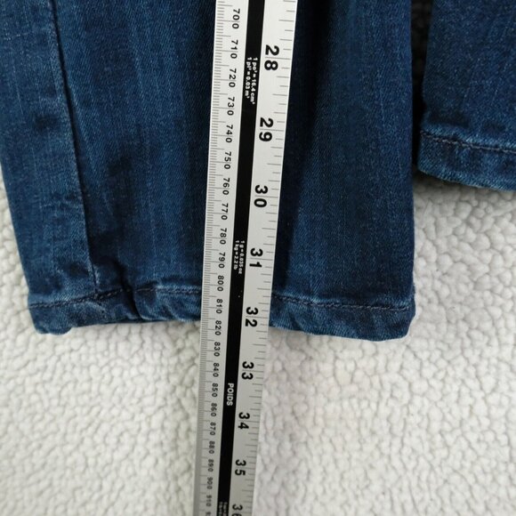 Ed Hardy Jeans Womens 34 Blue Distressed Stone Wash Straight Whiskers Stretch - Picture 10 of 12